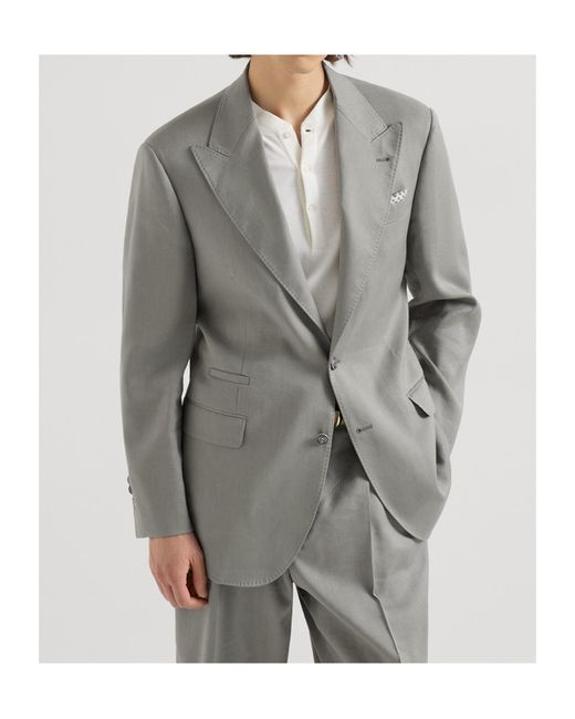 Brunello Cucinelli Gray Peak-Lapel Blazer for men
