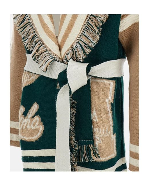 Alanui Green Preppy-Style Patterned Sweater