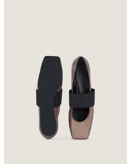 Givenchy Brown Sliced Square Strap Ballet Flats