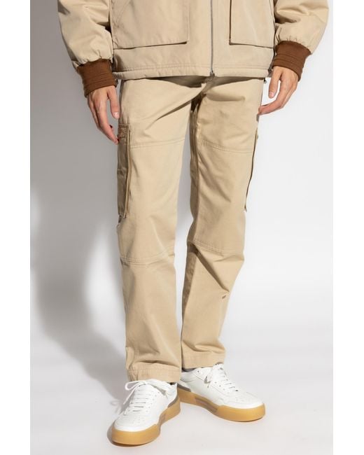 KENZO Natural Straight-Leg Cargo Slim Trousers for men
