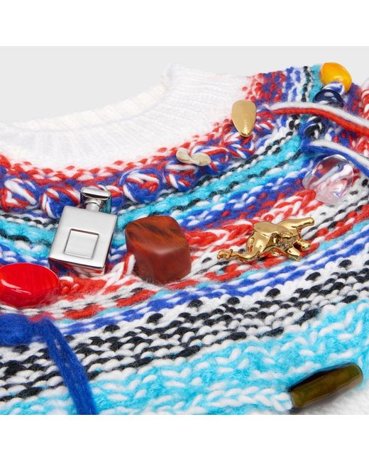 Céline Blue Cropped Crewneck Sweater