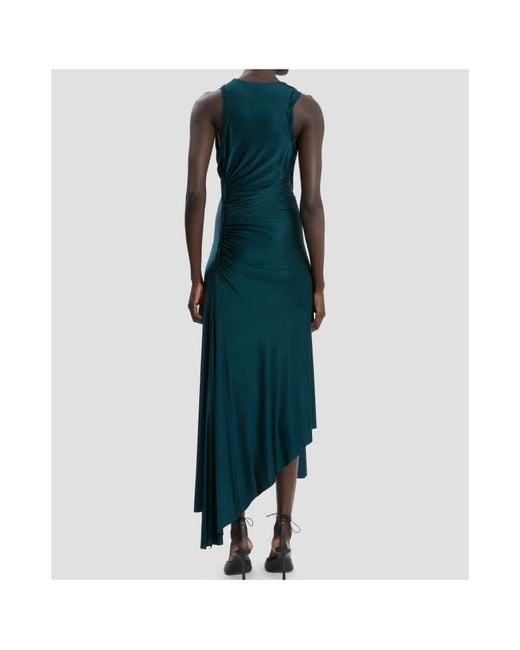 Victoria Beckham Green Asymmetric-Hem Midi Dress