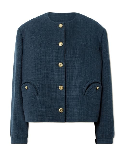 Blazé Milano Blue Missy Gliss Cotton-Blend Jacket