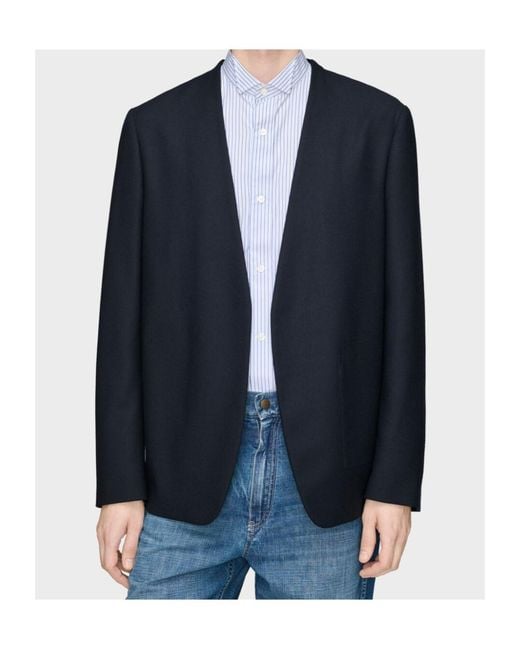 Maison Margiela Blue Open-Front Collarless Jacket for men