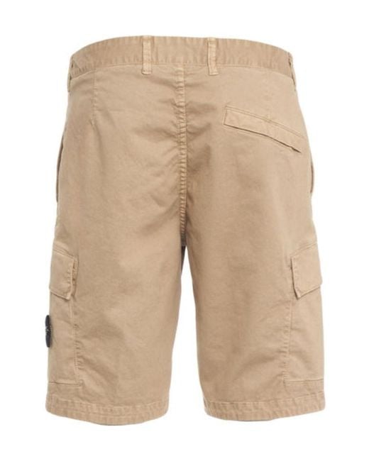 Stone Island Natural Regular Fit Cargo Bermuda Shorts for men