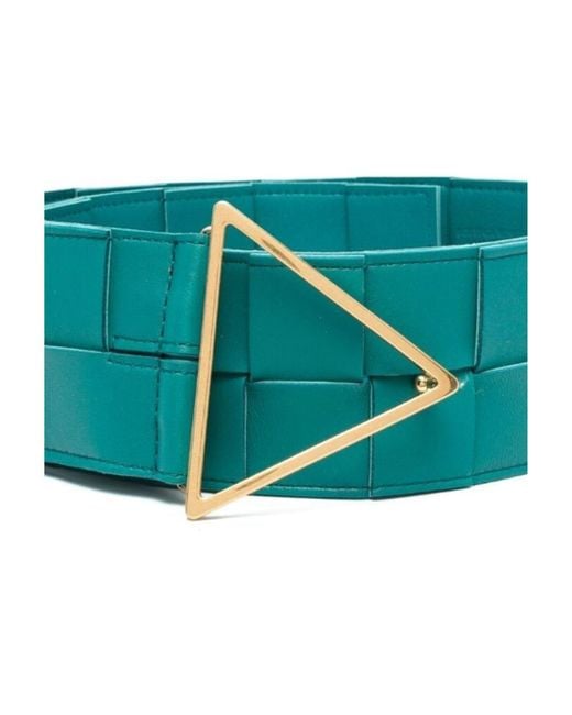 Bottega Veneta Green Maxi Intreccio Triangle-Buckle Belt
