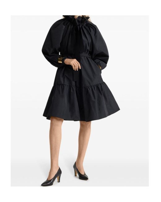Patou Black Iconic Drawstring Faille Mini Dress