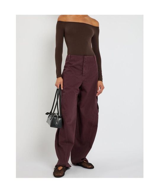 Alaïa Brown Off-The-Shoulder Stretch-Nylon Bodysuit