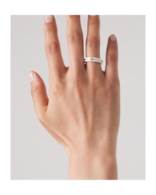 Gucci White Interlocking Zirconia Thin Ring for men