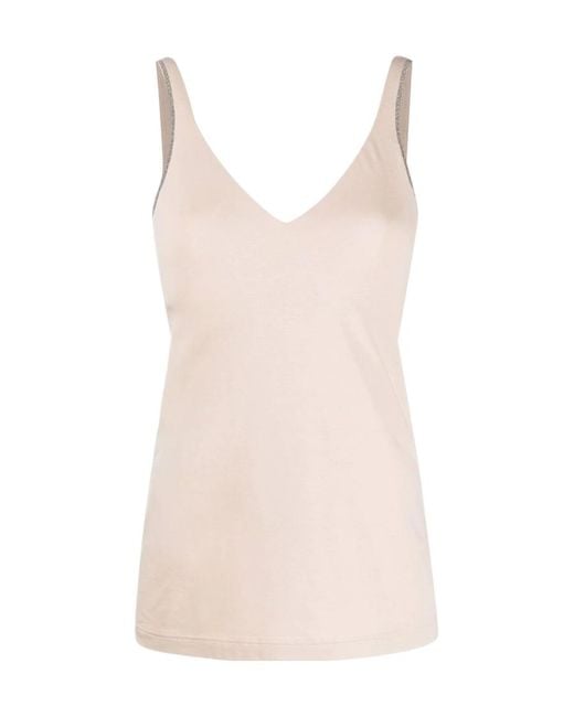 Brunello Cucinelli Natural Slim-Fit V-Neck Tank Top
