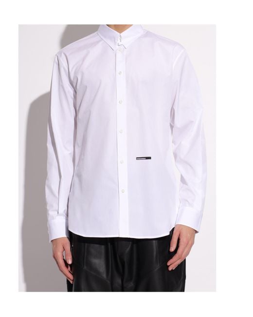 DSquared² White Logo Printed Buttoned Shirt for men