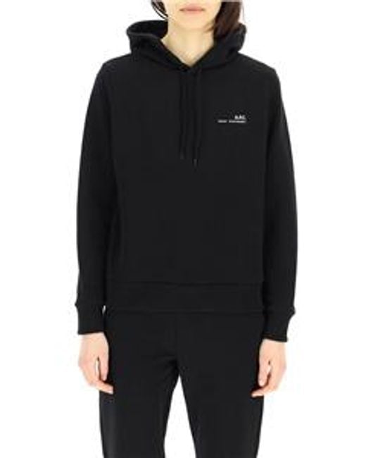 A.P.C. Black Logo Print Drawstring Hoodie