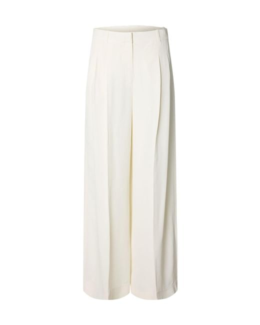 SELECTED White Pleat-Detail Wide-Leg Trousers