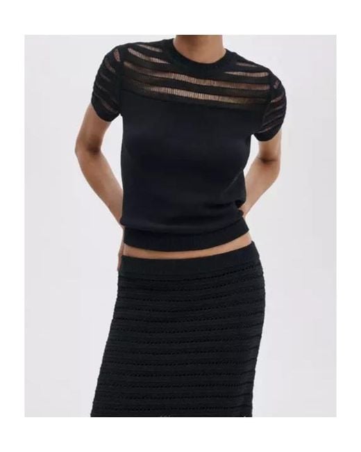 Rag & Bone Black Britt Short-Sleeve Sweater