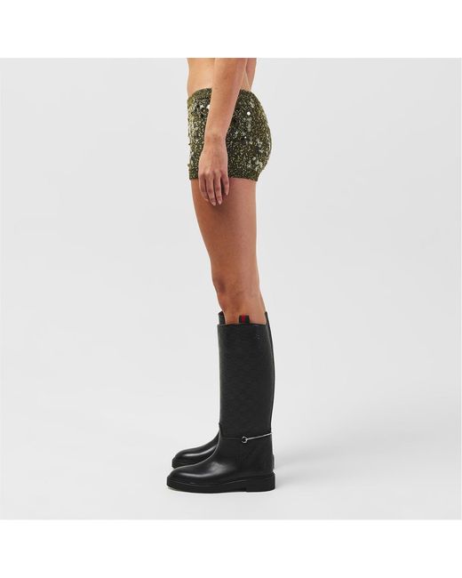 Gucci Green Sequin Knit Shorts