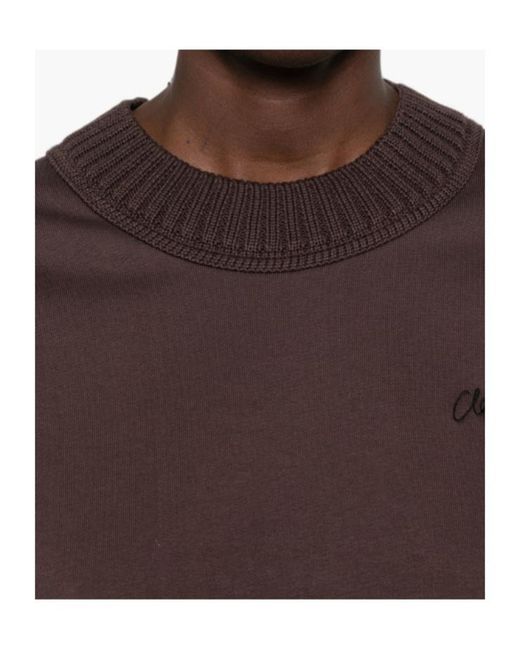 Closed Brown Ribbed-Trim Logo-Embroidered Sweatshirt