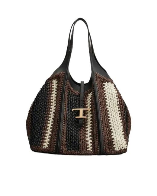 Tod's Black T Timeless Medium Shopping Bag