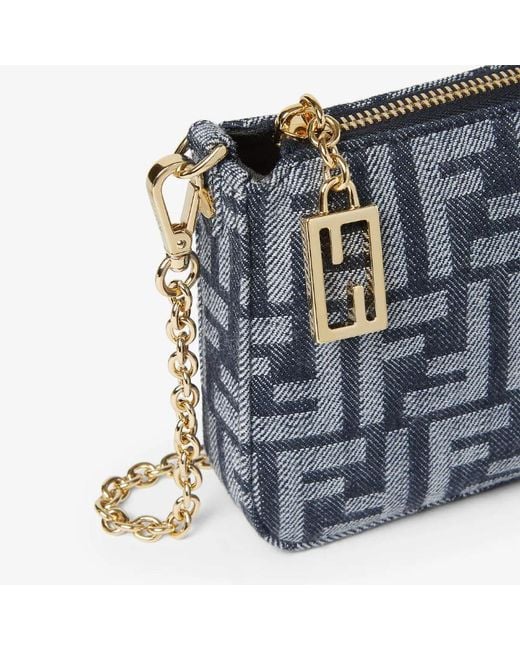 Fendi Blue Ff Fabric Baguette Pouch