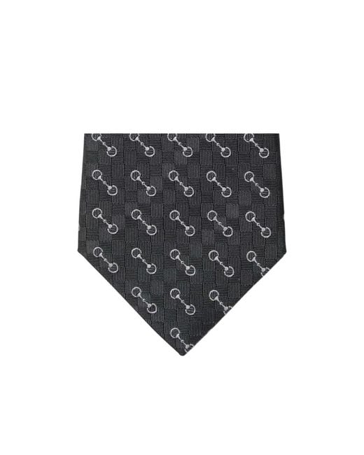 Gucci White Horsebit Silk Jacquard Tie for men