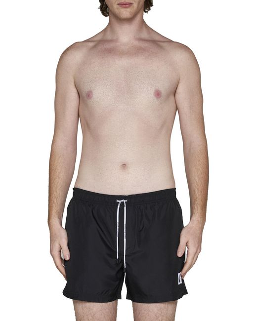 Dolce & Gabbana Blue Logo Embroidered Drawstring Swim Shorts for men