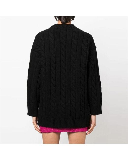 Prada Black Cable-Knit Button Up Cardigan