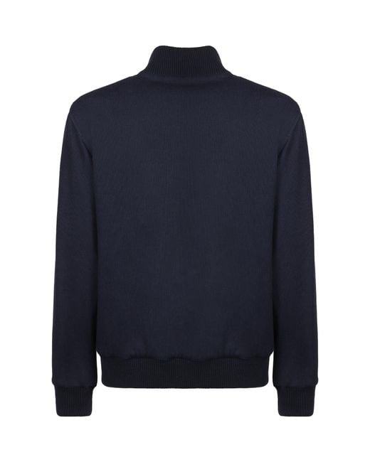 Kiton Blue High Neck Zipped Cardigan for men