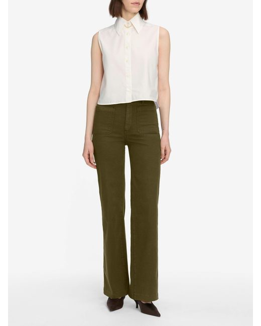 FRAME Green High-Waisted Flared Jeans