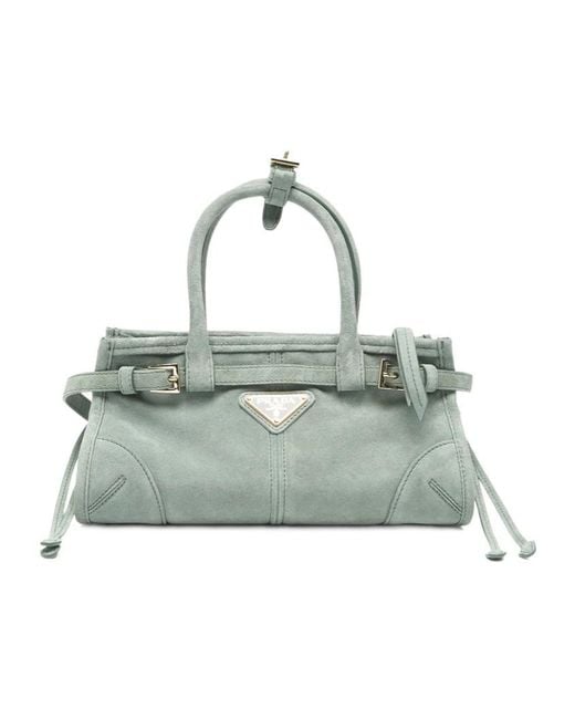 Prada Green Logo-Detail Tote Bag
