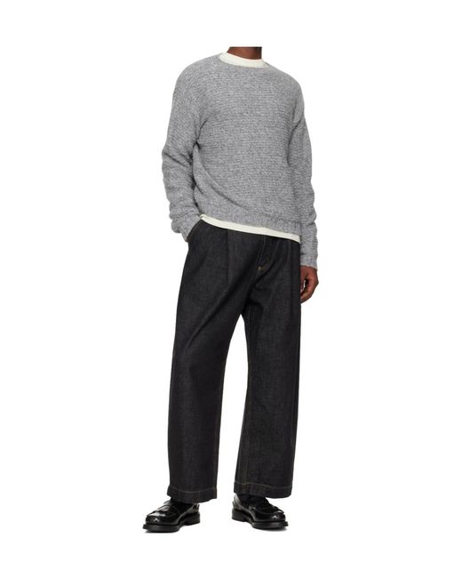Studio Nicholson Gray Camden Wool Blend Long-Sleeved Knit Sweater for men