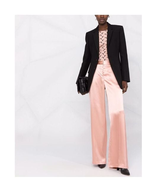 McQueen Pink Satin Wide Leg Trousers