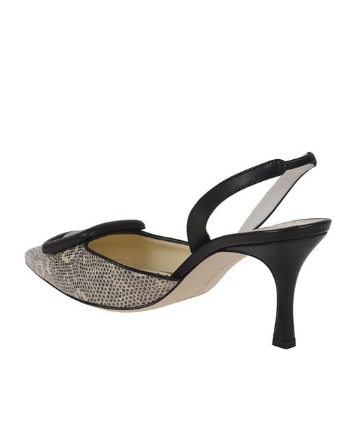 Manolo Blahnik Metallic Pointed-Toe High-Heeled Sandals