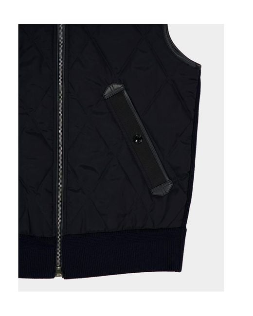 Tom Ford Blue Diamond-Quilted Leather-Trim Gilet for men