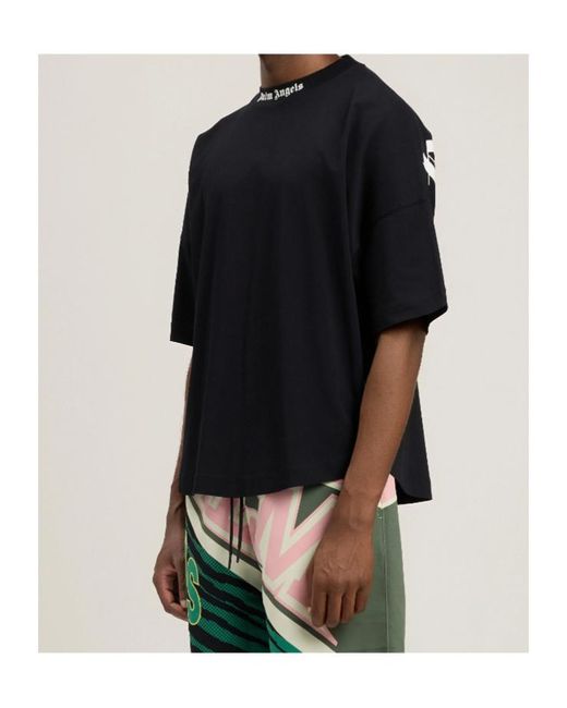 Palm Angels Black Logo Printed Crewneck T-Shirt for men
