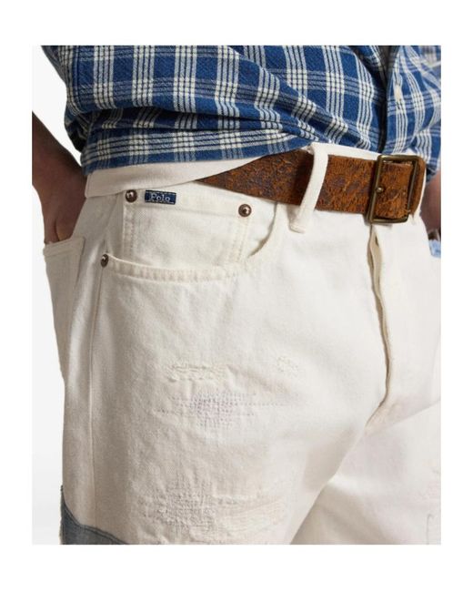 Polo Ralph Lauren White Heritage Patchwork Jeans for men