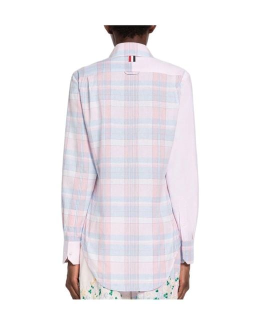 Thom Browne White Checked Long-Sleeved Shirt