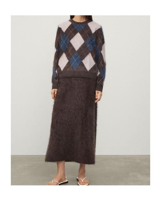 Lisa Yang Blue Margy Argyle-Pattern Crewneck Sweater