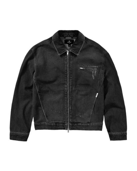 Represent Black Zipped Denim Jacket for men