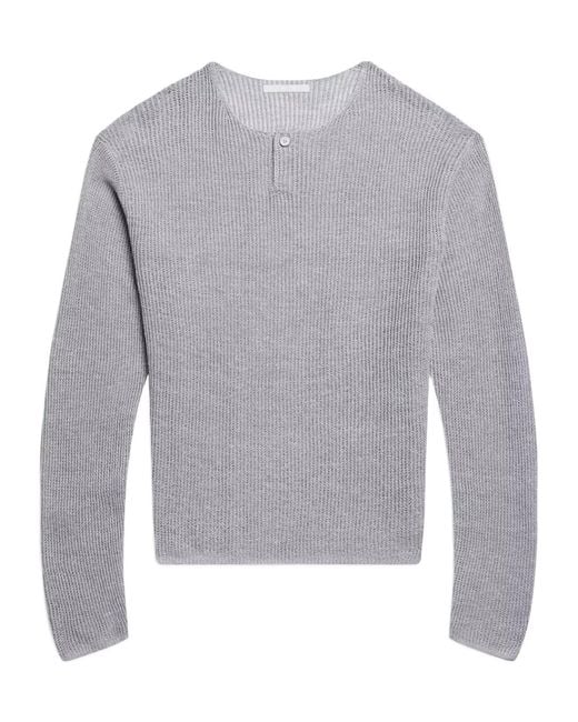 Helmut Lang Gray Textured Henley for men