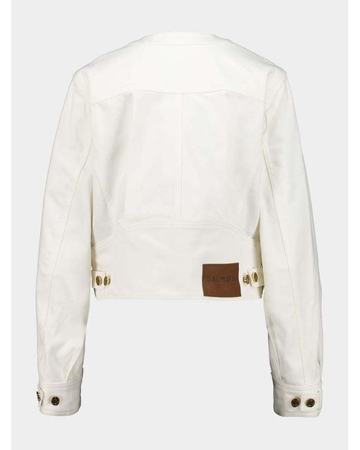 Balmain White Patch-Pocket Denim Jacket