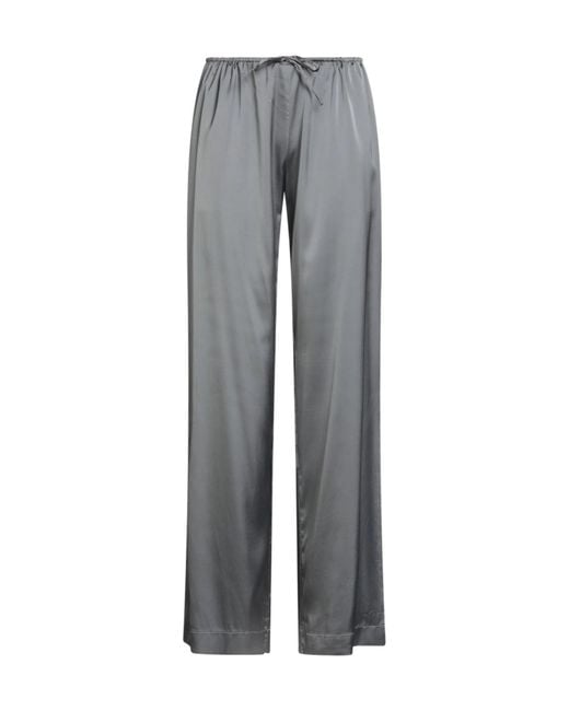 Jacquemus Gray Solid-Color Satin Trousers