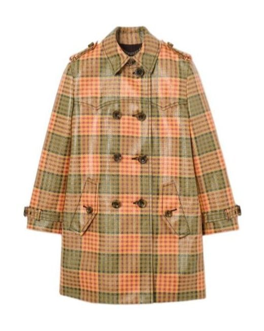 Burberry Natural Checked Double-Breasted Coat