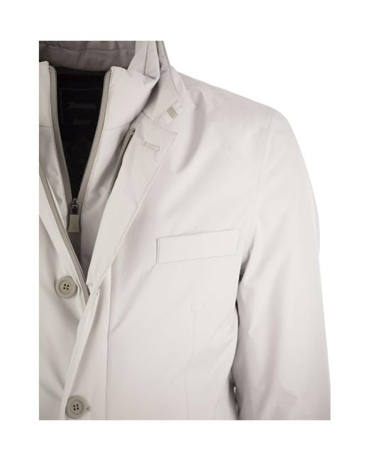 Herno White High-Neck Buttoned Padded Jacket for men