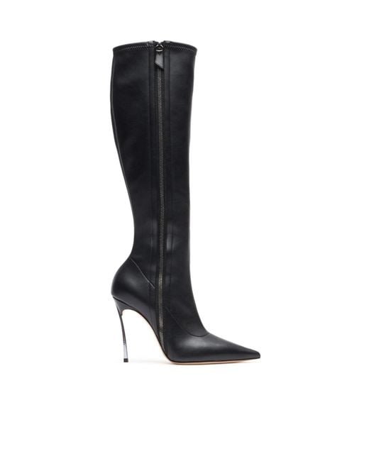 Casadei Black Blade Zipped To The Knee Boots