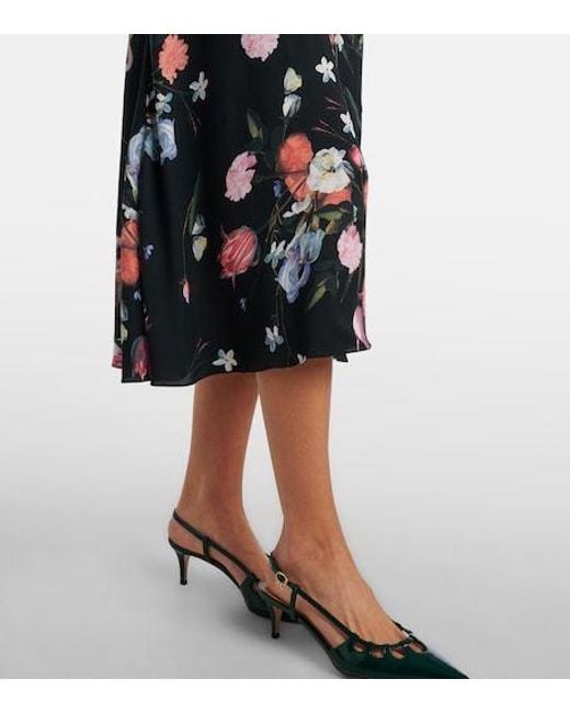 Erdem Blue Floral Crepe Midi Skirt
