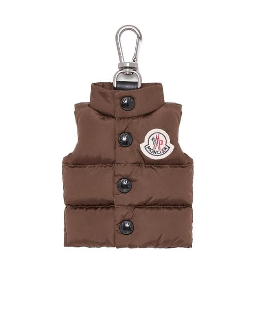 Moncler Brown Down Vest Shape Key Ring for men