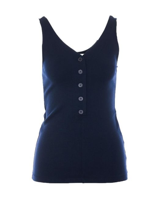 Auralee Blue Sleeveless Vest