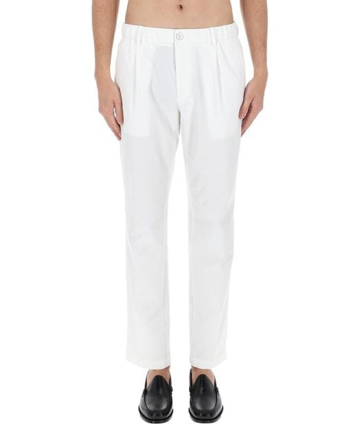 Herno White Seersucker Straight-Leg Trousers for men