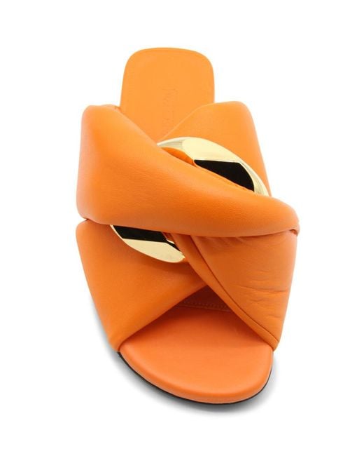 J.W. Anderson Orange Chain Twist Leather Slides