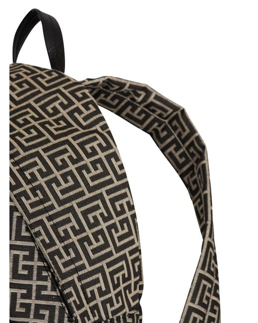 Balmain Gray Pulse Monogram Jacquard Backpack for men