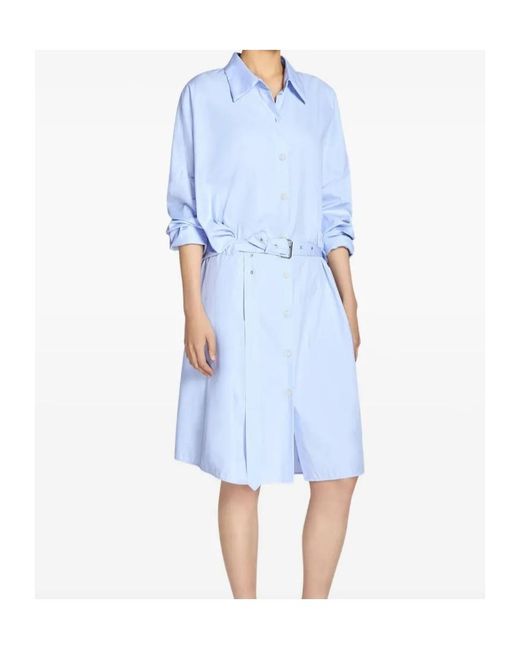 Dries Van Noten Blue Belted Shirt Dress